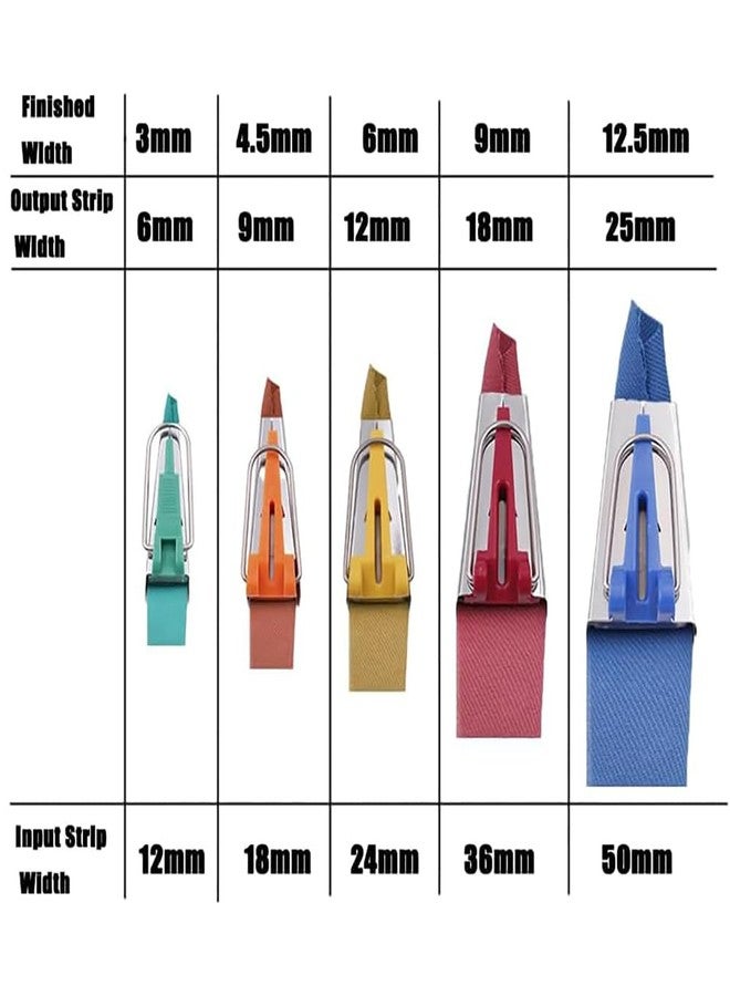 Fapiwen 5 Sizes Bias Tape Maker Set - 1/4", 3/8", 1/2", 3/4", 1", Fabric Bias Tape Maker Tool for DIY Sewing and Quilting, Quickly Customize Solidly Bias Binding Quilting Tools (5pcs) - Image 3